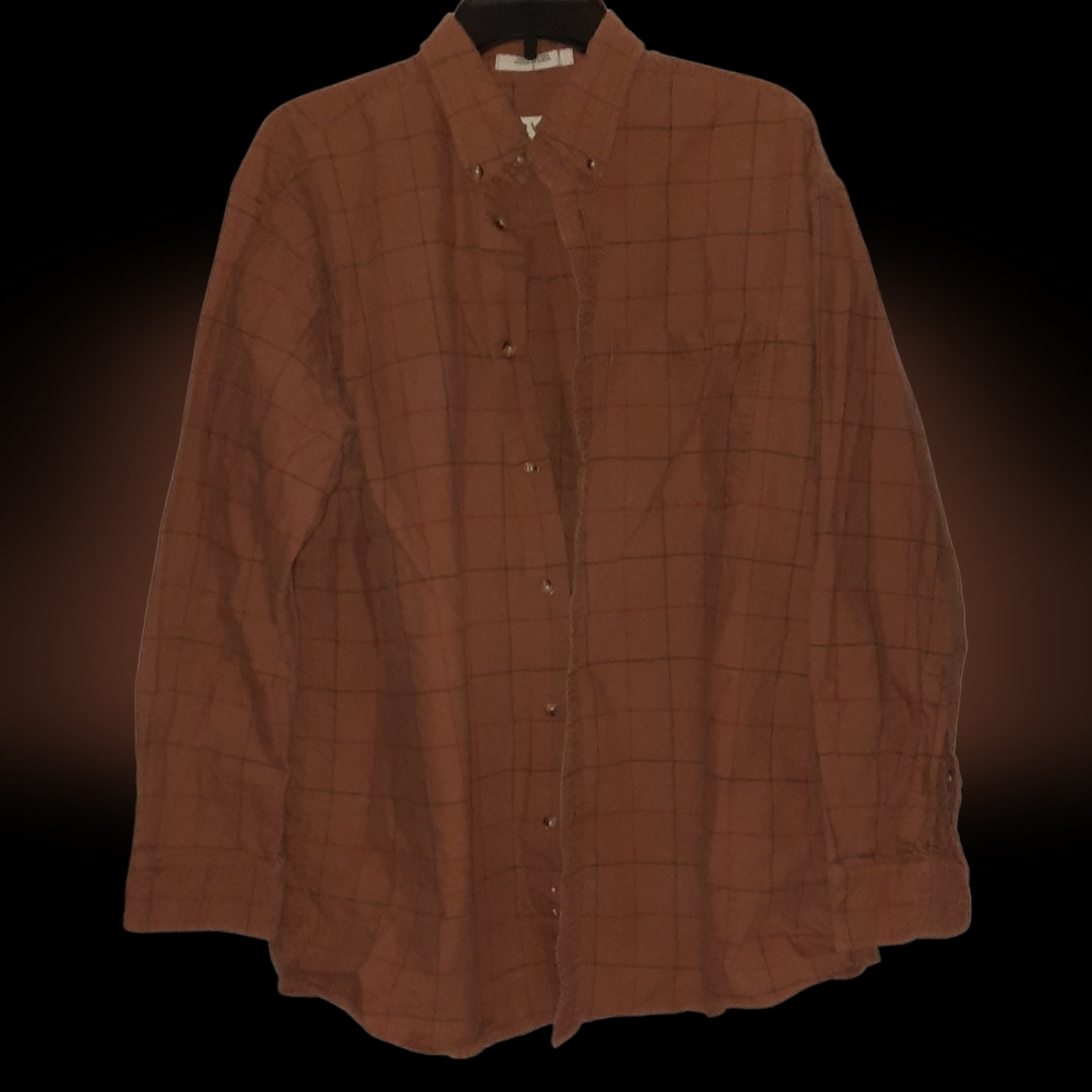Orvis Large Flannel Work Shirt Jacket Plaid Men's Heavy Duty